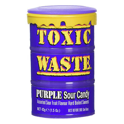 Кислые леденцы Toxic Waste Purple Sour Candy (фиолетовая бочка), 42 гр
