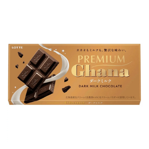 Шоколад тёмно-молочный Lotte Premium Ghana Dark Milk Chocolate японский, 70г