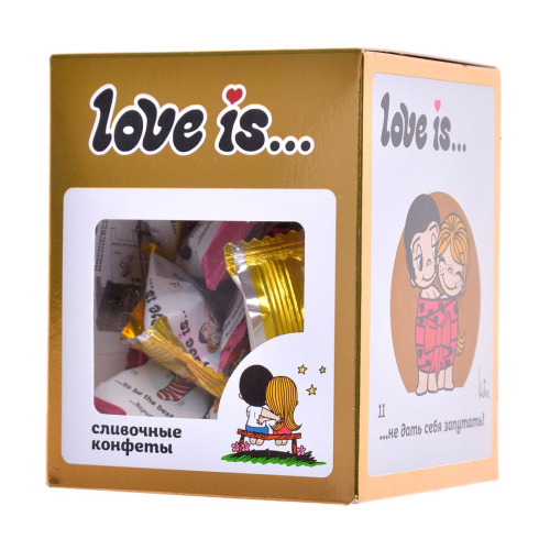 Сливочные конфеты Love is микс вкусов, золотая серия, 105г